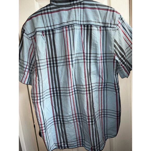 Carhartt Blue red Plaid short sleeve Men's button up shirt Sz large Loose Fit - Picture 2 of 6